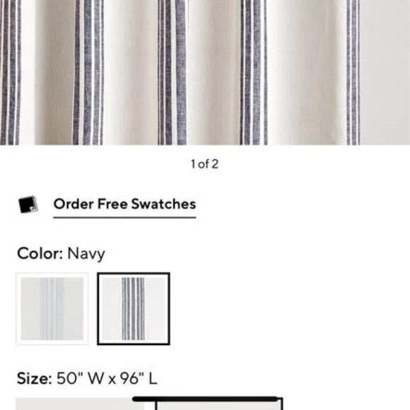 2 Pottery Barn Rivera Navy 50W x 96L Light-filtering Curtains - Picture 4 of 13